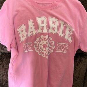 Barbie Pink Short Sleeve Tee with White Collegiate Logo